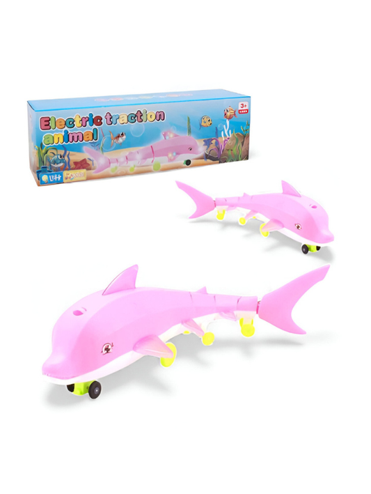 Electric Traction Dolphin Toy – Light-Up Crawling Sea Animal, Musical Interactive Walking Toy LMI12114.