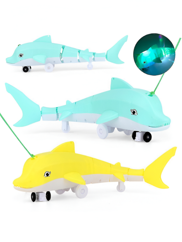 Turquoise - Electric Traction Dolphin Toy – Light-Up Crawling Sea Animal, Musical Interactive Walking Toy LMI12114.