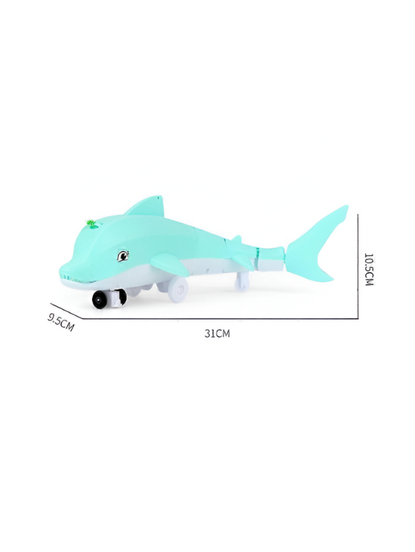 Turquoise - Electric Traction Dolphin Toy – Light-Up Crawling Sea Animal, Musical Interactive Walking Toy LMI12114.