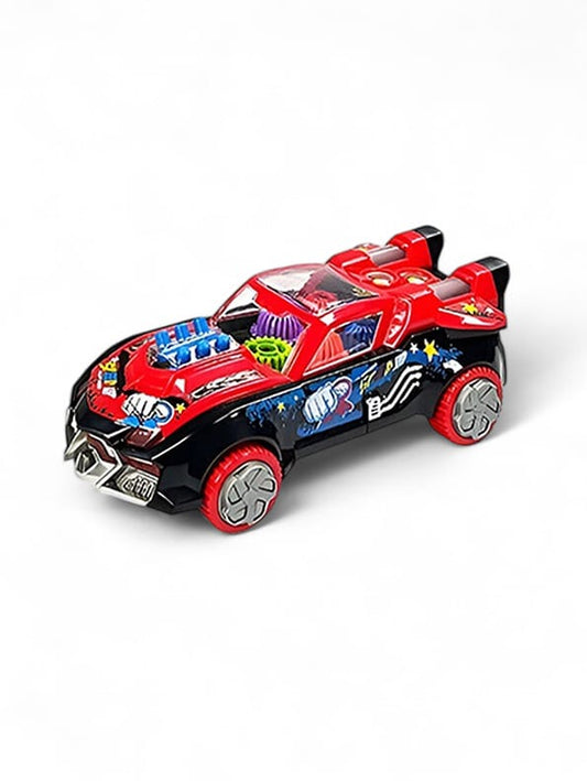 Electric Transparent Gear Car Toy For - Red (MS-O-24) - Toyloft