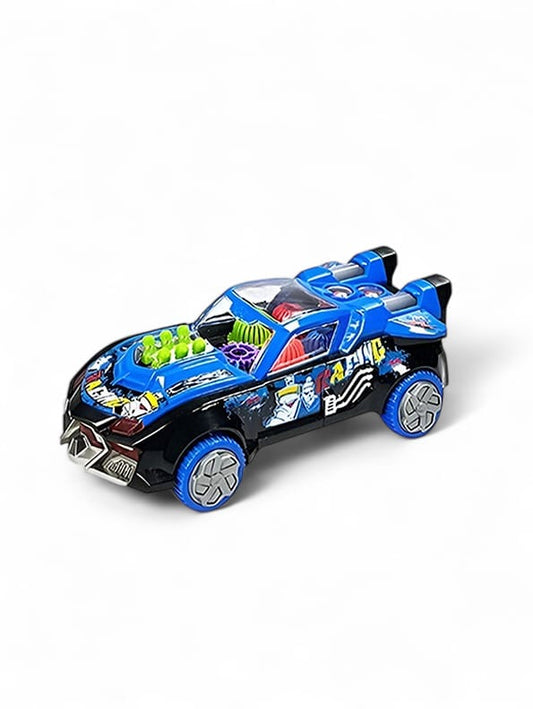 Blue Electric Transparent Gear Car Toy for Kids - Lights & Sounds | MS-O-24 - Toyloft