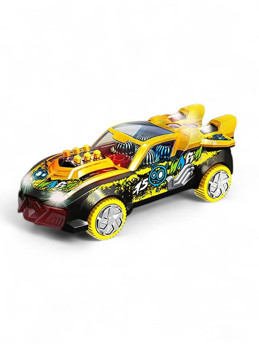 Yellow Electric Transparent Gear Car Toy for Kids - Lights & Sounds | MS-O-24 - Toyloft