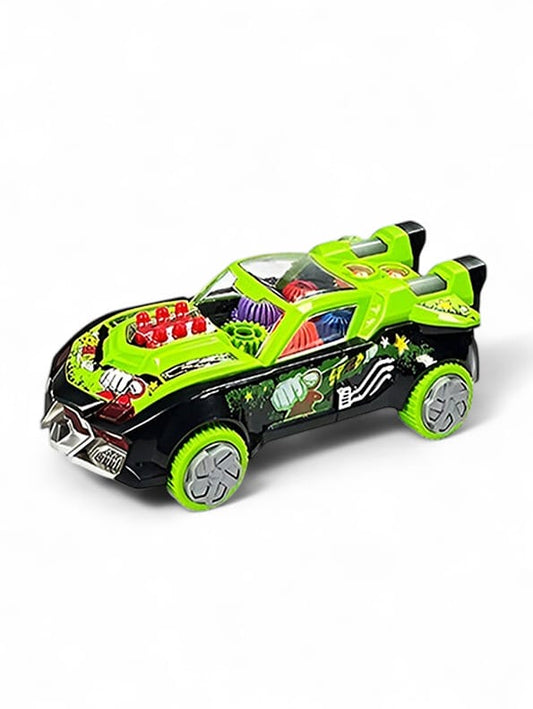 Green Electric Transparent Gear Car Toy for Kids - Lights & Sounds | MS-O-24 - Toyloft