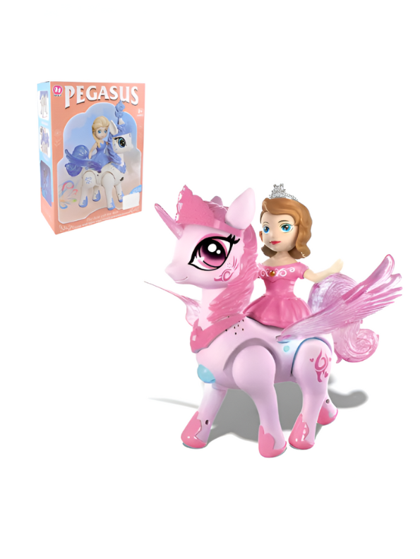 Electric Walking Princess Toy Horse with Sparkling Lights & Melodic Music – Battery Operated Toy for Kids Pink LMI13636.