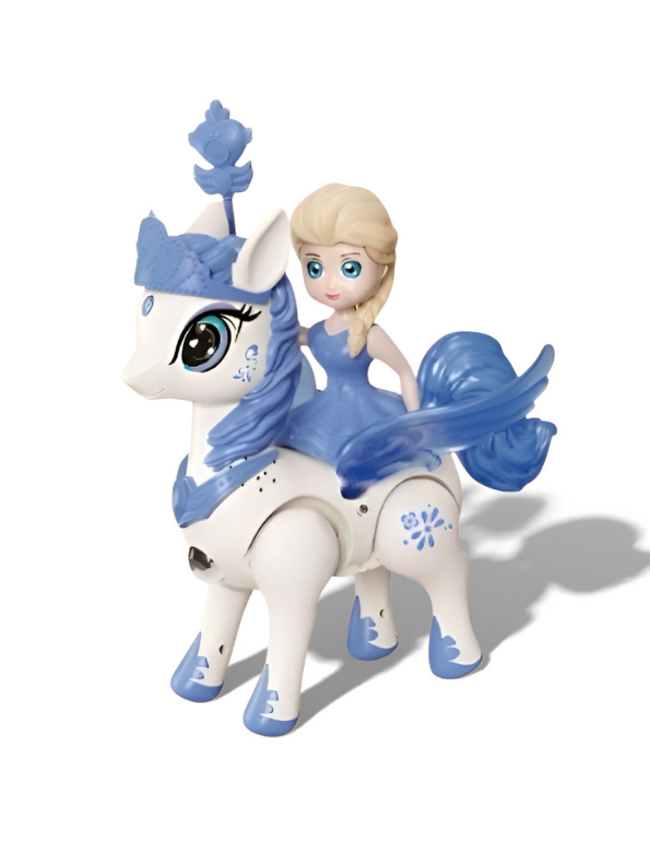 Electric Walking Princess Toy Horse with Sparkling Lights & Melodic Music – Battery Operated Toy for Kids Blue LMI13636.