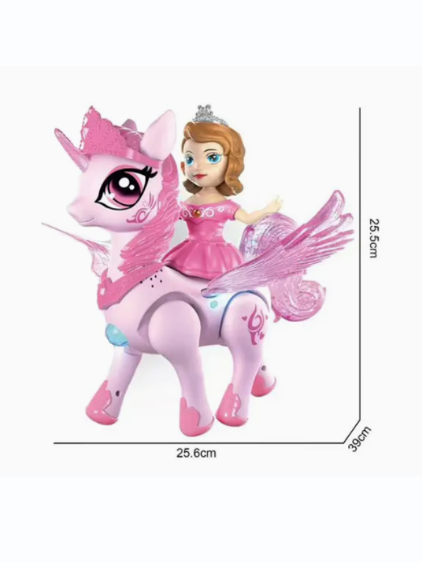 Electric Walking Princess Toy Horse with Sparkling Lights & Melodic Music – Battery Operated Toy for Kids Blue LMI13636.