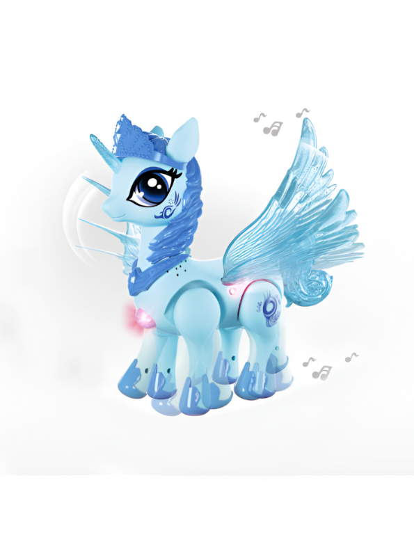 Electric Walking Princess Toy Horse with Sparkling Lights & Melodic Music – Battery Operated Toy for Kids Blue LMI13636.