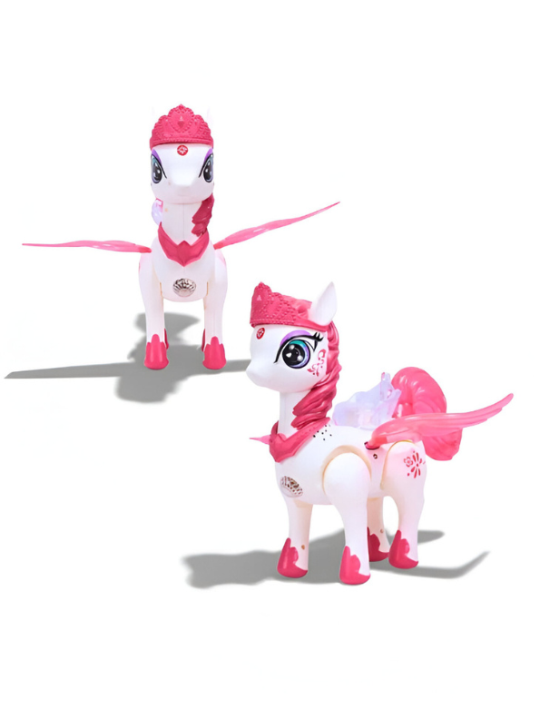 Electric Walking Princess Toy Horse with Sparkling Lights & Melodic Music – Battery Operated Toy for Kids Blue LMI13636.