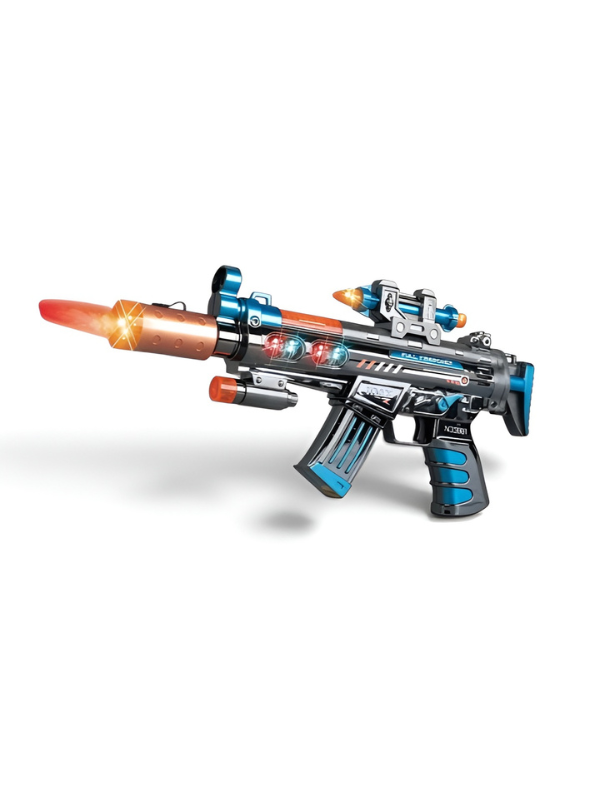 Electric Smoke Mist Spray Toy Gun Blue with LED Flashing Lights & Combat Sound Effects – Realistic Tactical Assault Rifle Toy LMI16913