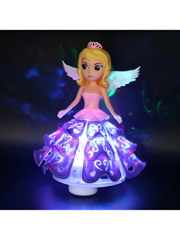 Electronic Dancing Princess Doll - Musical Toy for Girls with LED Flashing Lights, Bump & Go Function, and Detachable Wings LMI15123