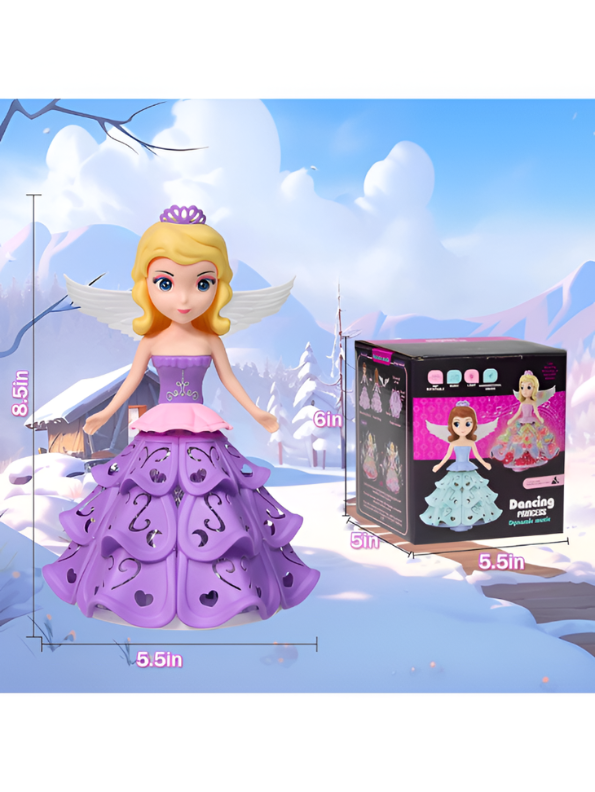 Electronic Dancing Princess Doll - Musical Toy for Girls with LED Flashing Lights, Bump & Go Function, and Detachable Wings LMI15123