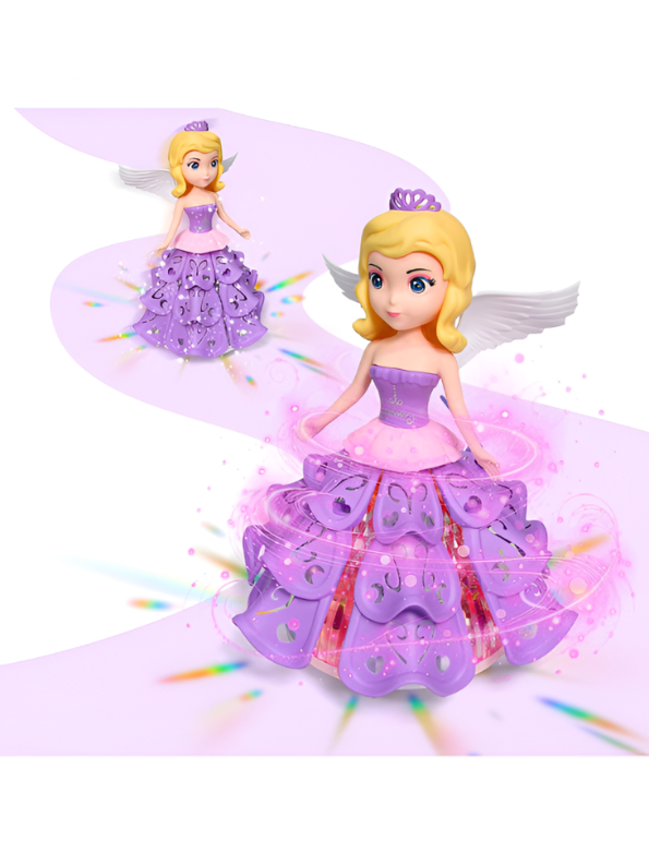 Electronic Dancing Princess Doll - Musical Toy for Girls with LED Flashing Lights, Bump & Go Function, and Detachable Wings LMI15123