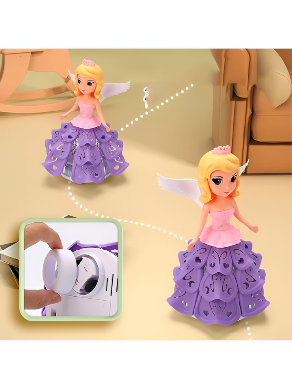 Electronic Dancing Princess Doll - Musical Toy for Girls with LED Flashing Lights, Bump & Go Function, and Detachable Wings LMI15123