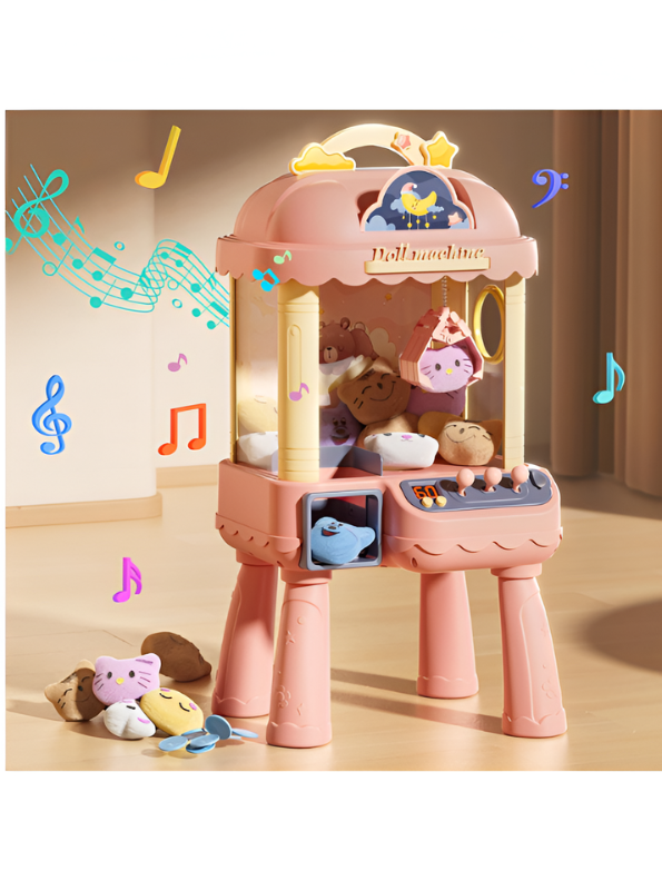 Electronic Mini Claw Machine – Arcade Game with 10 Plush Dolls, Lights, Music & Detachable Legs For Kids MD13