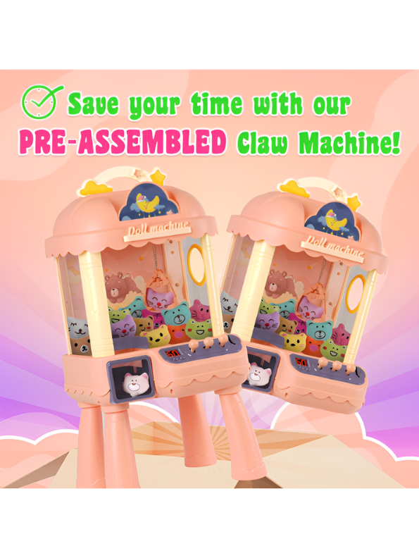 Electronic Mini Claw Machine – Arcade Game with 10 Plush Dolls, Lights, Music & Detachable Legs For Kids MD13