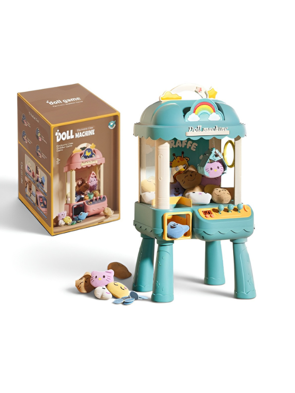 Electronic Mini Claw Machine – Arcade Game with 10 Plush Dolls, Lights, Music & Detachable Legs For Kids MD13