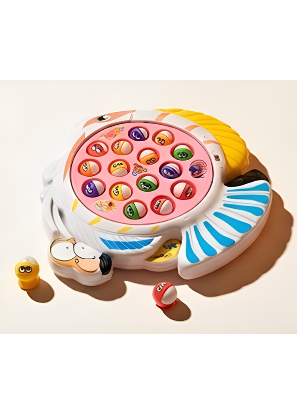 Electronic Musical Fishing Toy Game | Motorized Rotating Magnetic Fish Pond Set with Rods Toddlers Boys and Girls, Ages 3+ TV5542.