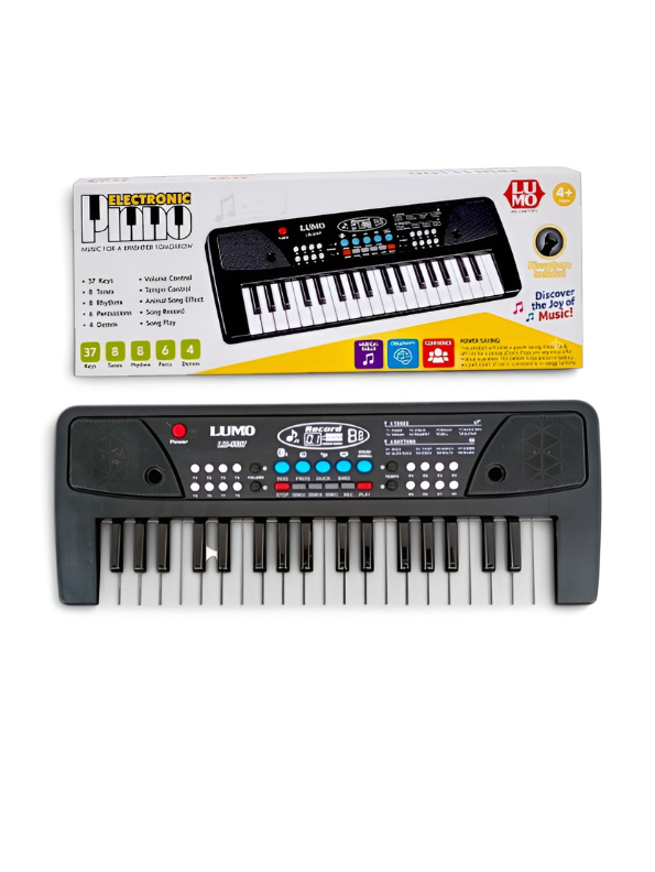 Electronic Piano Keyboard for Kids – 37 Keys Portable Music Toy with Mic, Animal Sound Effects, Record & Playback Functions LMI385