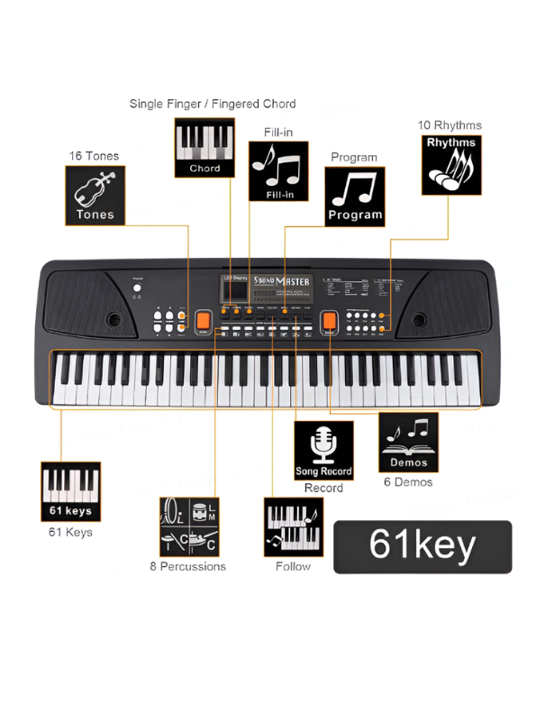 Electronic Piano Keyboard with Microphone & USB – Learning Musical Toy LMI15784.