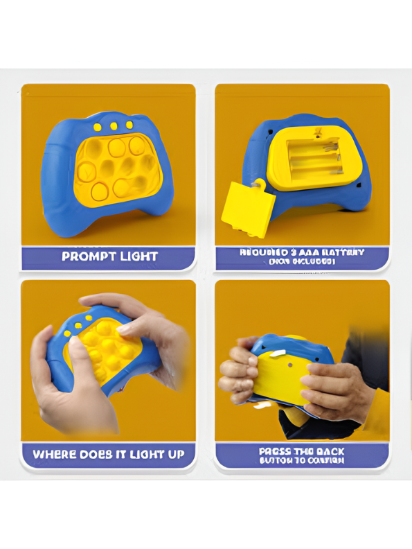 Electronic Quick Push Bubble Game Console Blue – Handheld Whack-A-Mole Pop Fidget Sensory Toy with Lights and Sound, Educational Stress Relief Game Machine for Kids Ages 4+ TV5184