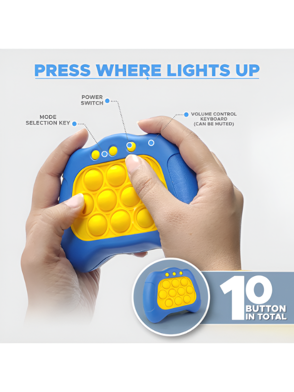 Electronic Quick Push Bubble Game Console Blue – Handheld Whack-A-Mole Pop Fidget Sensory Toy with Lights and Sound, Educational Stress Relief Game Machine for Kids Ages 4+ TV5184