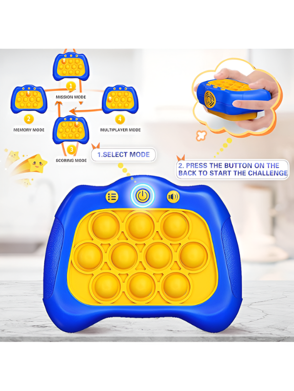 Electronic Quick Push Bubble Game Console Blue – Handheld Whack-A-Mole Pop Fidget Sensory Toy with Lights and Sound, Educational Stress Relief Game Machine for Kids Ages 4+ TV5184