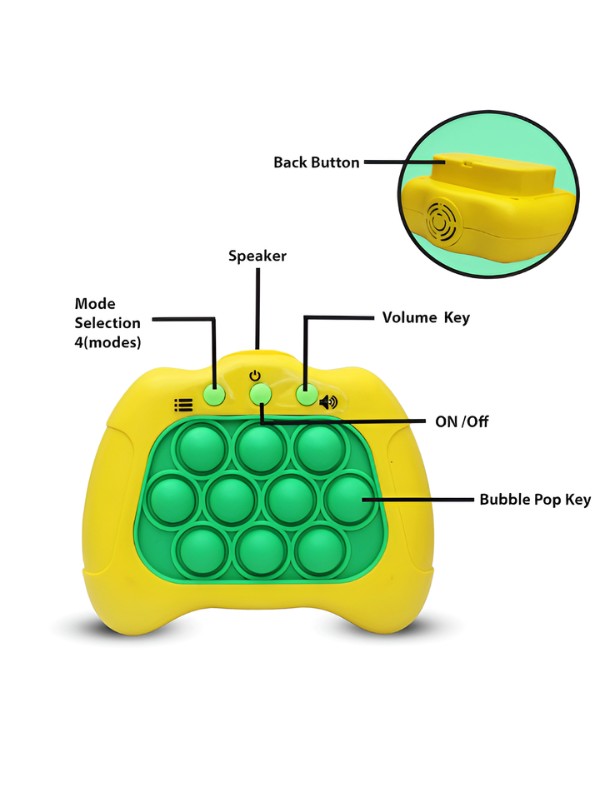 Electronic Quick Push Bubble Game Console Yellow – Handheld Whack-A-Mole Pop Fidget Sensory Toy with Lights and Sound, Educational Stress Relief Game Machine for Kids Ages 4+ TV5184