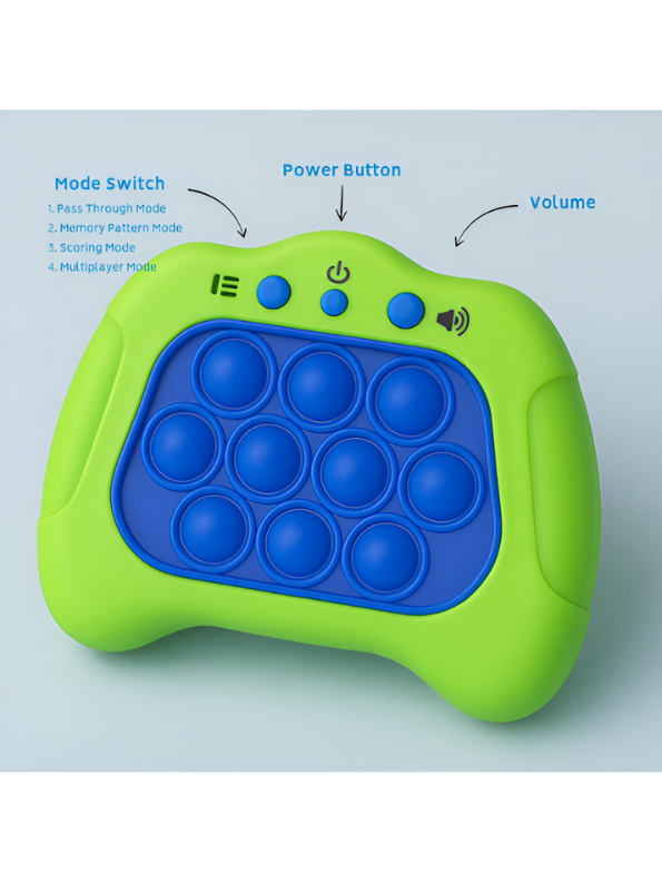 Electronic Quick Push Bubble Game Console Green – Handheld Whack-A-Mole Pop Fidget Sensory Toy with Lights and Sound, Educational Stress Relief Game Machine for Kids Ages 4+ TV5184