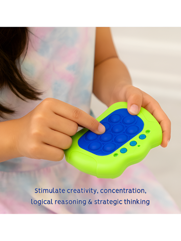 Electronic Quick Push Bubble Game Console Green – Handheld Whack-A-Mole Pop Fidget Sensory Toy with Lights and Sound, Educational Stress Relief Game Machine for Kids Ages 4+ TV5184