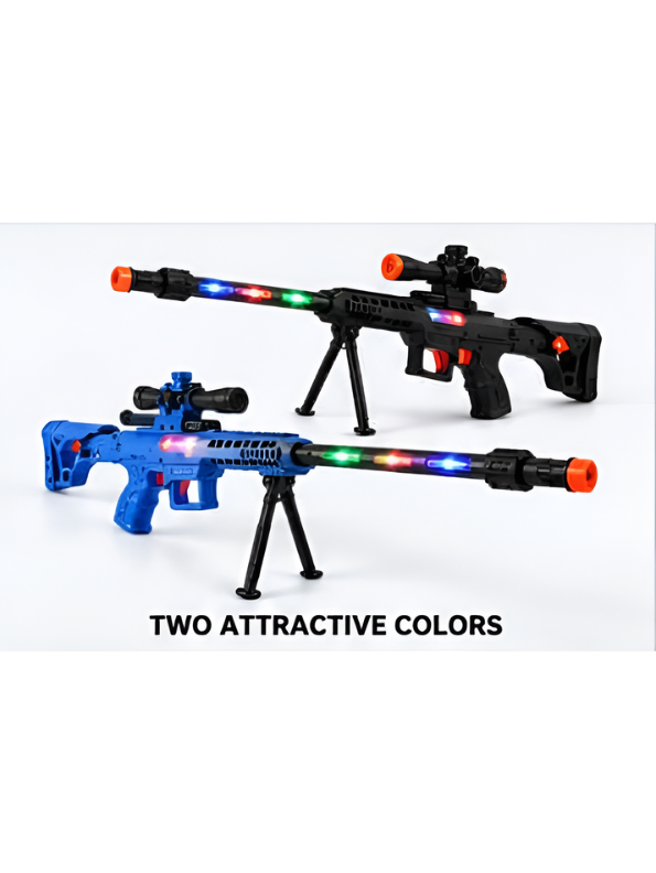 Electronic Toy Sniper Blue 63cm Rifle with Lights, Sound & Telescopic Action MD613