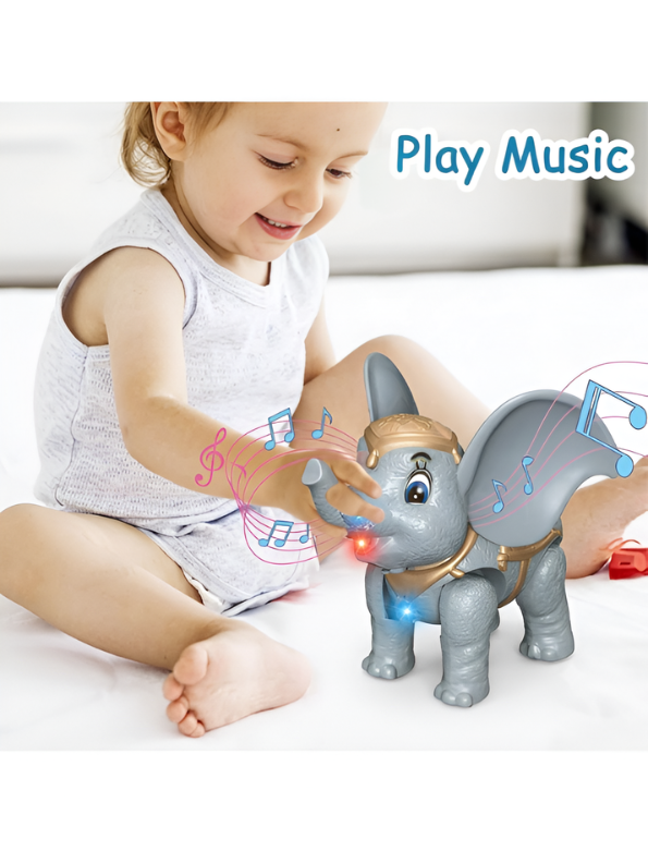 Electronic Walking Elephant Toy – Light-Up Musical Toy with Removable Figure, Realistic Spray Effect & Music TV7252