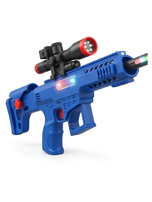 Electronic Toy Sniper Blue 63cm Rifle with Lights, Sound & Telescopic Action MD613