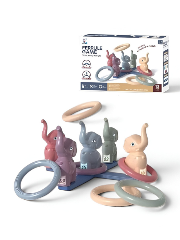 Elephant Ferrule Ring Toss Game for Kids – Educational Toss & Score Toy Set – Indoor & Outdoor Agility Training Game for Toddlers TV5838
