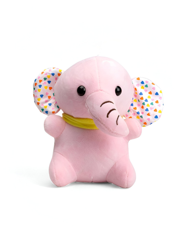 Elephant Plushie 7-inch Stuffed Animal with Heart-Patterned Ears Soft Plush Toy LMI11120.