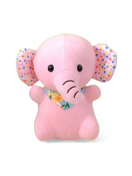 Elephant Plushie 7-inch Stuffed Animal with Heart-Patterned Ears Soft Plush Toy LMI11120.
