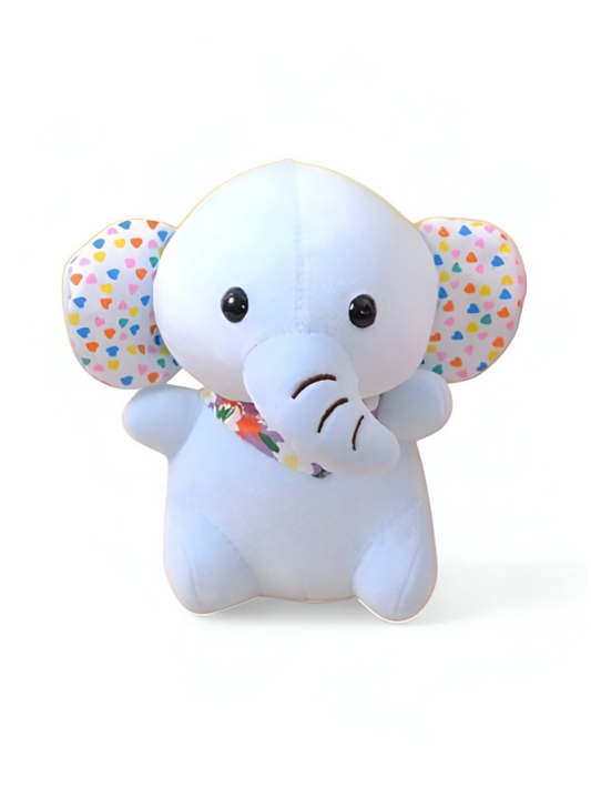Blue - Elephant Plushie 7-inch Stuffed Animal with Heart-Patterned Ears Soft Plush Toy LMI11120.