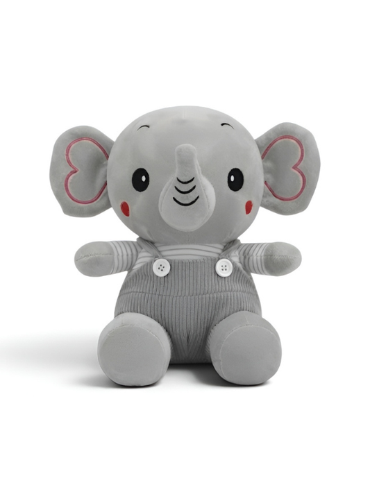Elephant Stuffed Animal Plush with Overalls – 10" Grey Kids Cuddle Soft Toy ST14009