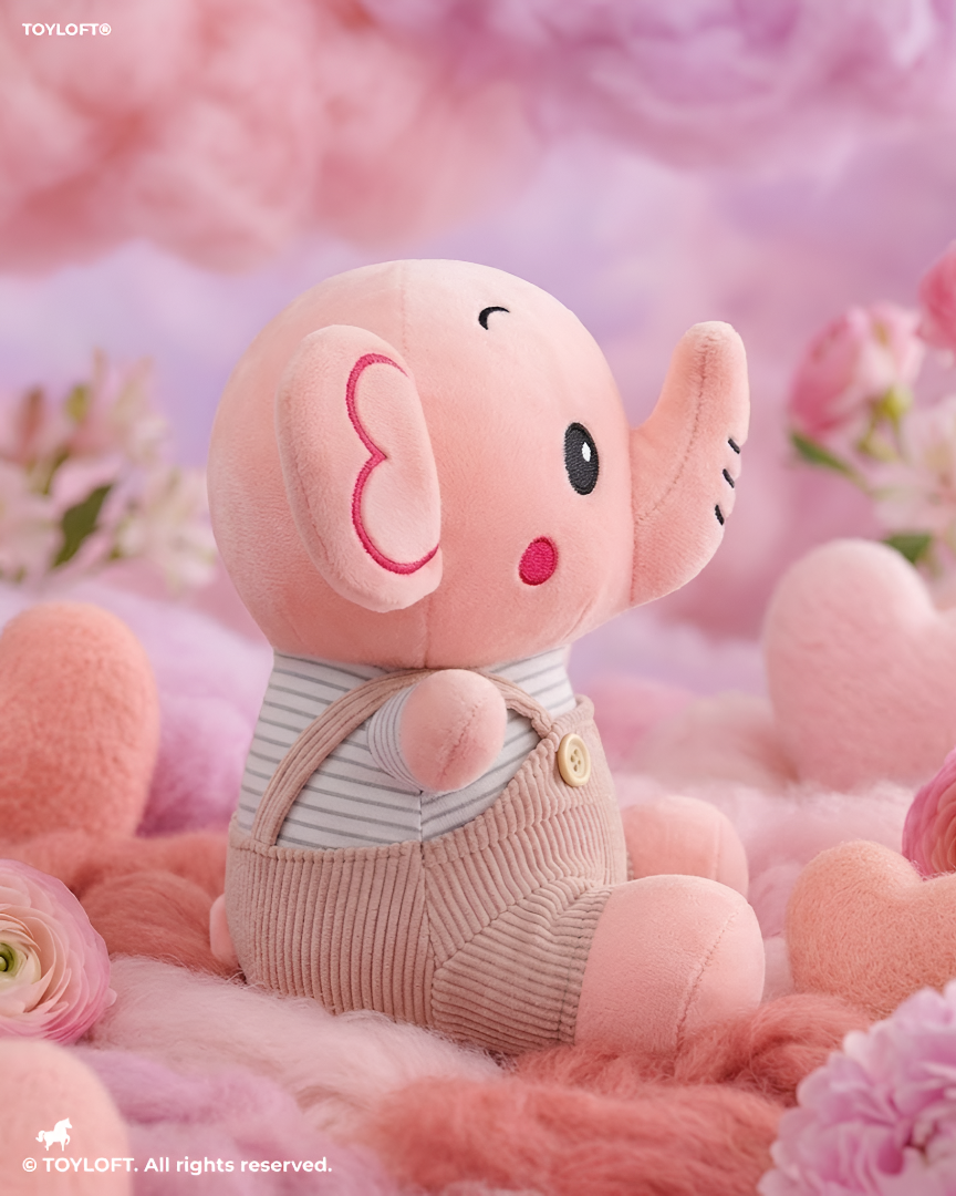 Elephant Stuffed Animal Plush with Overalls – 10" Pink Kids Cuddle Soft Toy ST14009