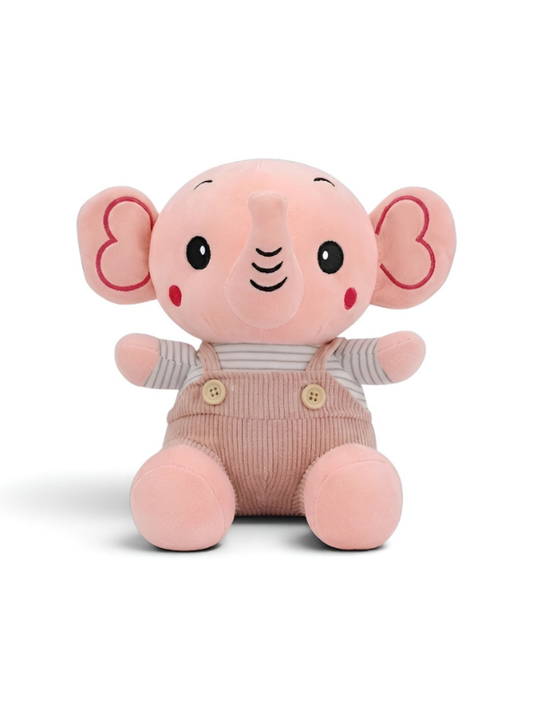 Elephant Stuffed Animal Plush with Overalls – 10" Pink Kids Cuddle Soft Toy ST14009