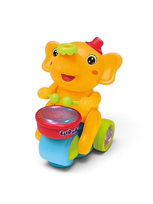 Elephant Bump & Go Walking Toy – Musical Drumming Elephant with LED Lights, Sounds & Floating Ball Orange LMI11195.