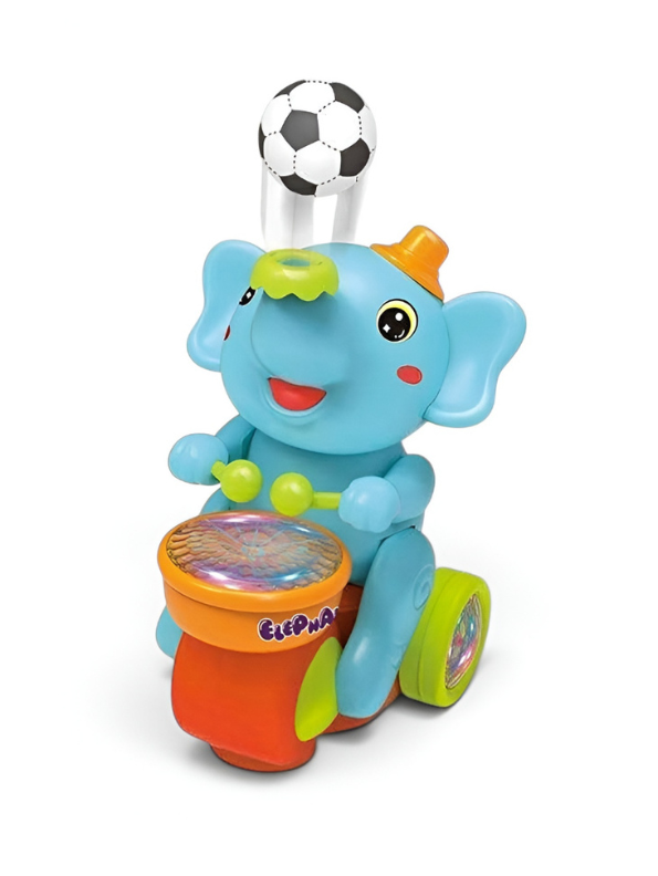 Elephant Bump & Go Walking Toy – Musical Drumming Elephant with LED Lights, Sounds & Floating Ball LMI11195.