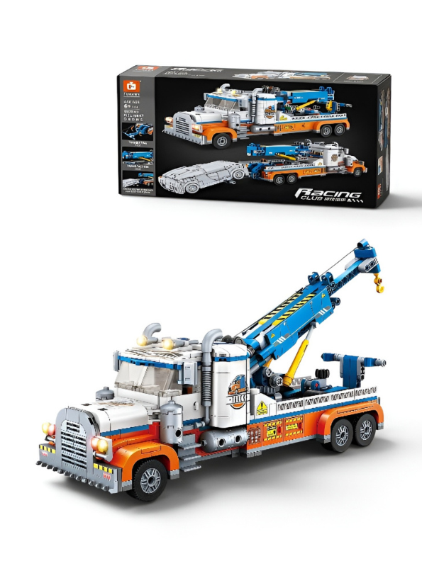 Engineering Building Block Tow Truck Toy Set – Heavy Duty Wrecker Construction Vehicle Model Kit – STEM Educational Gift for Kids and Adults TV7076