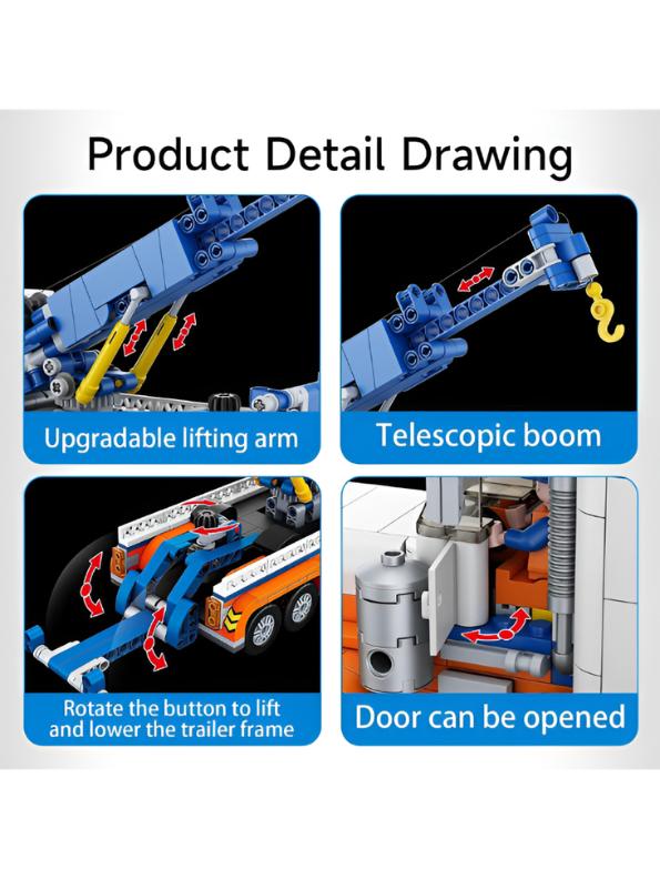 Engineering Building Block Tow Truck Toy Set – Heavy Duty Wrecker Construction Vehicle Model Kit – STEM Educational Gift for Kids and Adults TV7076