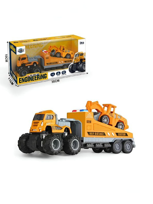 Engineering Excavator Toy Truck Set – Friction Powered Construction Vehicle with Trailer for Kids NX12533.