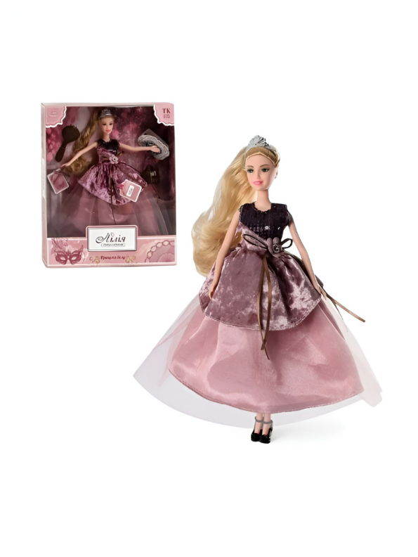 European Royal Princess Doll Set – Posable Fashion Doll with Tiara, Sequin Tulle Dress, Cat Figure & Accessories for Girls NX12663.