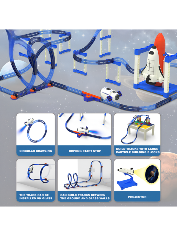 Explorer Assemble Electric Space Race Track Toy Set – 153 Pieces Space Adventure Racing Playset for Kids TV6499