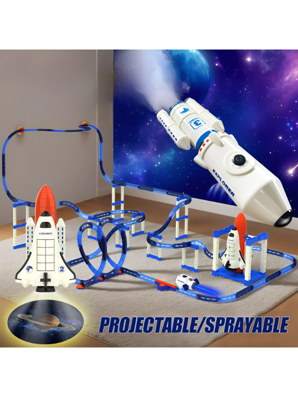 Explorer Assemble Electric Space Race Track Toy Set – 153 Pieces Space Adventure Racing Playset for Kids TV6499