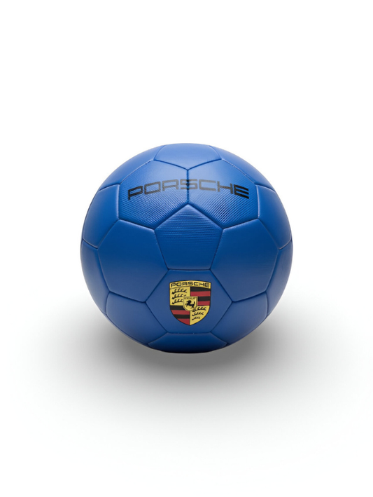 Official Porsche Lifestyle Blue Leather Football - Size 5 Premium Soccer Ball with Crest LMI13150