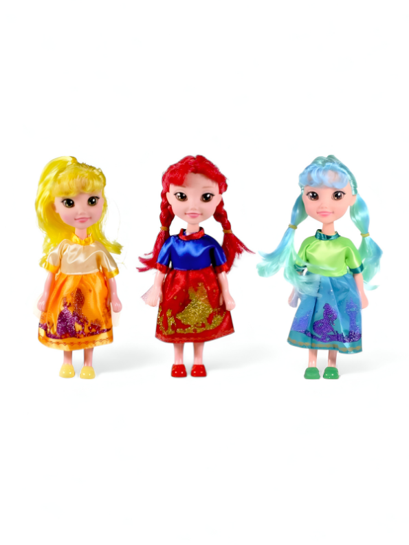 Fairy Tale Queens | 8-Inch Dolls for Kids | Barbie Inspired Pack of Three Girl Toys with Unique Outfits LMI13682.