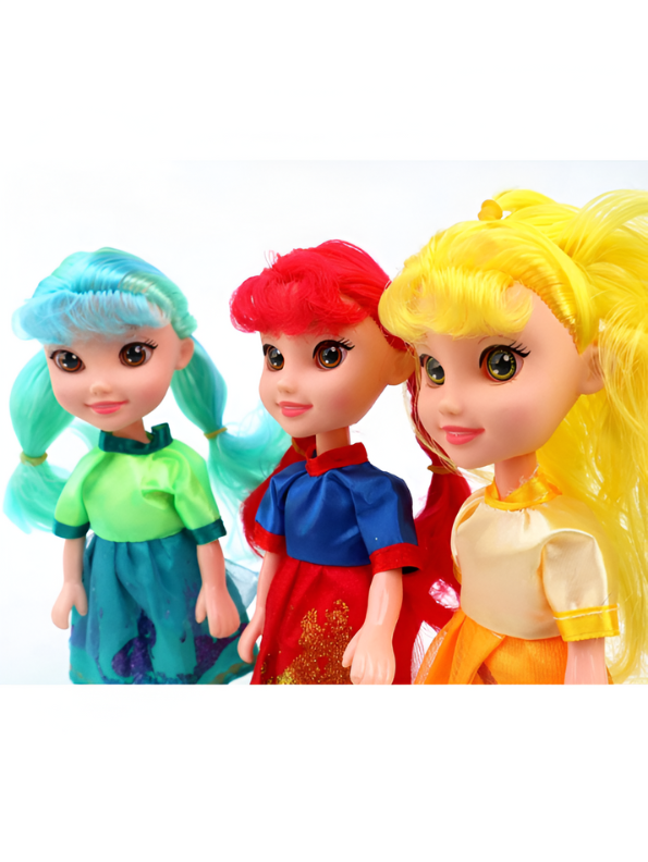 Fairy Tale Queens | 8-Inch Dolls for Kids | Barbie Inspired Pack of Three Girl Toys with Unique Outfits LMI13682.